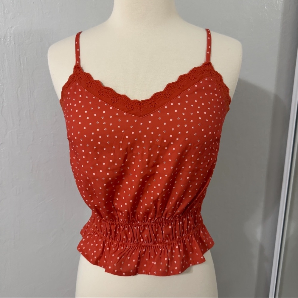 Cute Orange Tank with Flowers